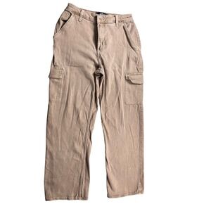 Hollister Ultra High Rise Dad Jeans Cargo‎ Pants Size 6 Short Tan Beige Wide Leg